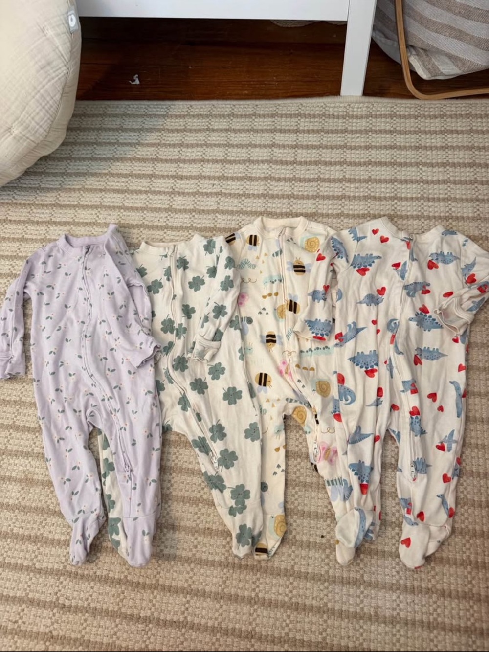 Kids One-Piece Footed Pajamas - Assorted Pastel Prints